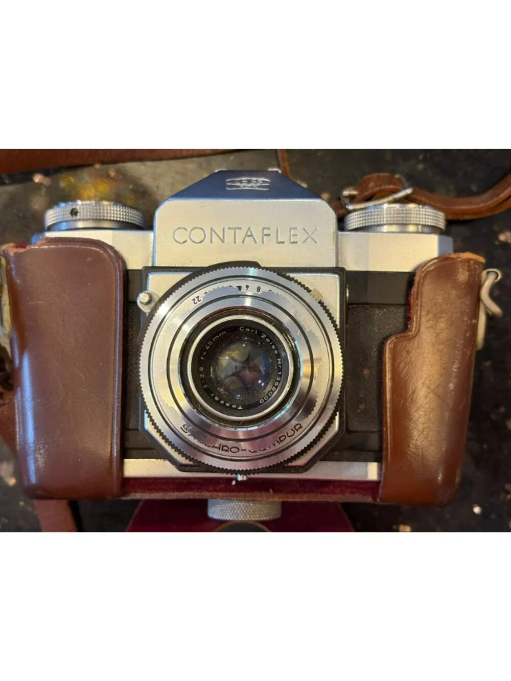 Vintage ZEISS Ikon Contaflex Camera Carl Zeiss Germany in case UNTESTED 4 PARTS